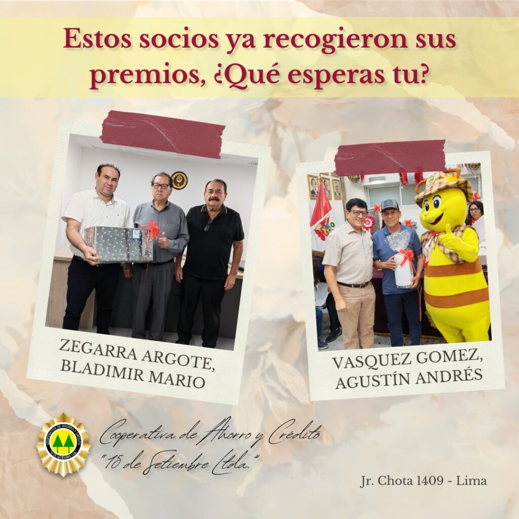 2 premios entregados del sorteo de Fiestas Patrias